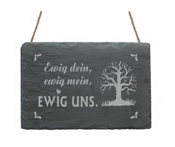 Schiefertafel « EWIG UNS » Motiv Baum