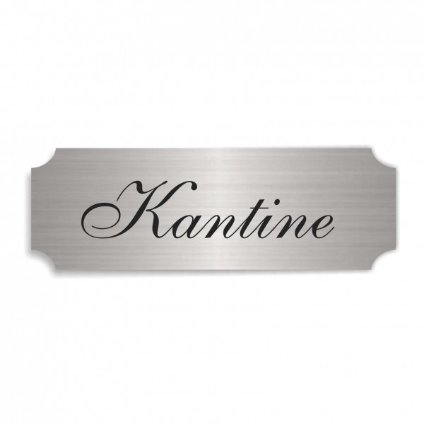 Schild « KANTINE » selbstklebend - Aluminium Look - silber