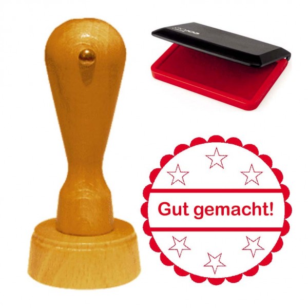Cooler Stempel « GUT GEMACHT! » inkl. Stempelkissen