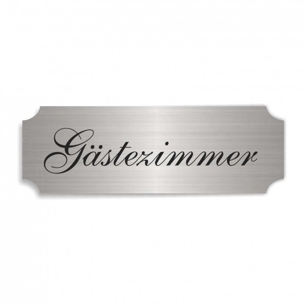 Schild « GÄSTEZIMMER » selbstklebend - Aluminium Look - silber