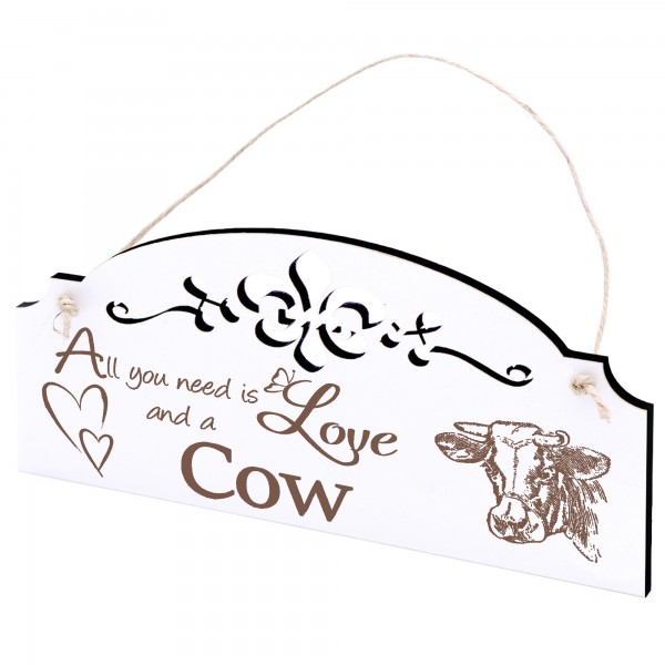 Schild Kuhkopf Deko 20x10cm - All you need is Love and a Cow - Holz