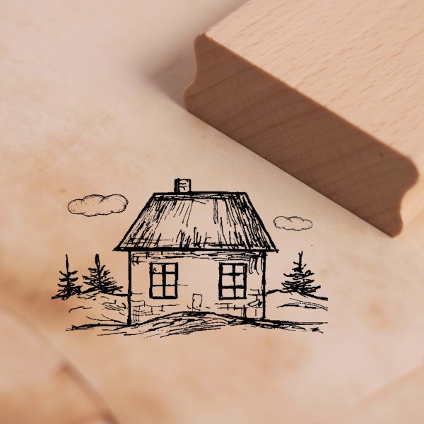 Motivstempel Kleines Haus in der Natur Stempel Cottage 48 x 28 mm