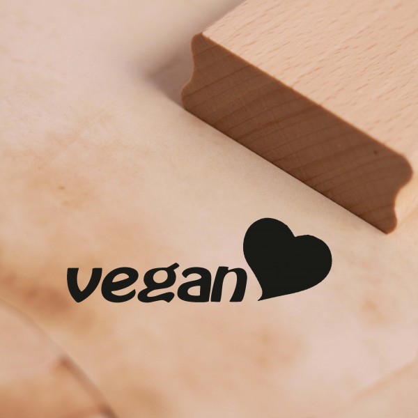 Motivstempel Vegan Stempel mit Herz Motiv 38 x 14 mm