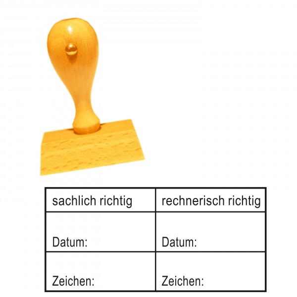 Stempel « SACHLICH + RECHNERISCH RICHTIG TABELLE » mit Datum und Zeichen