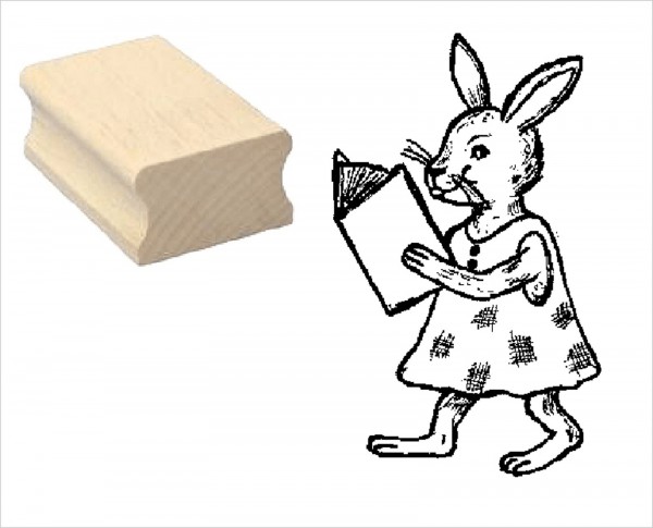 Motivstempel « Fräulein Hase liest ein Buch »