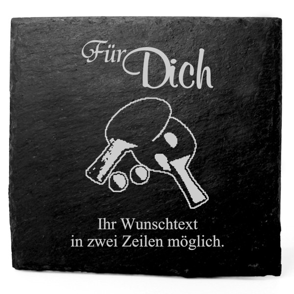 Deko Schiefer Untersetzer personalisiert Tischtennis - Für Dich - 11x11cm