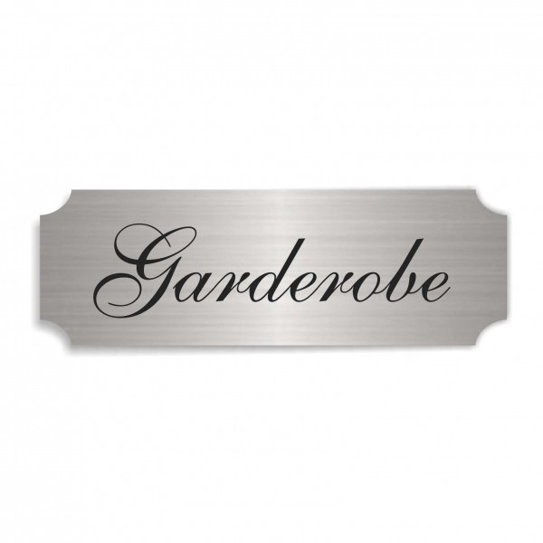 Schild « GARDEROBE » selbstklebend - Aluminium Look - silber