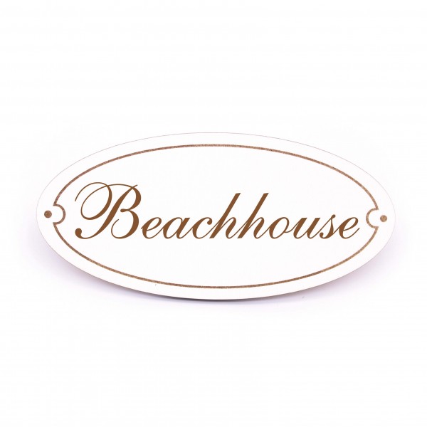Ovales Türschild Beachhouse - selbstklebend - 15 x 7 cm