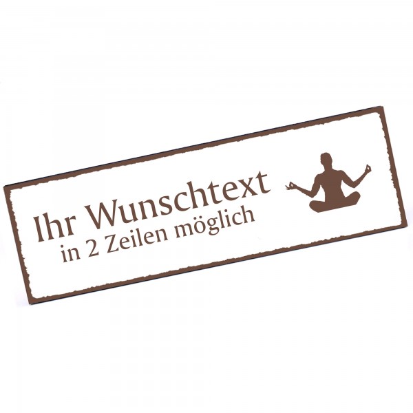 Türschild Yoga Lotossitz Namensschild personalisiert mit Gravur - 150mm x 50mm - selbstklebend