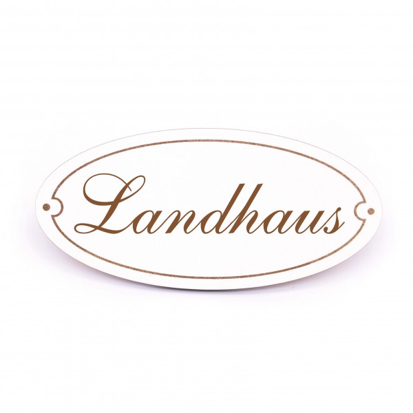 Ovales Türschild Landhaus - selbstklebend - 15 x 7 cm