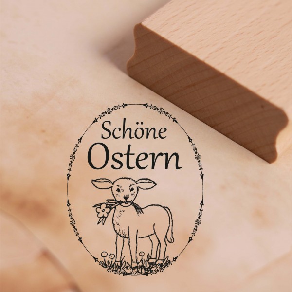 Motivstempel Schöne Ostern - Osterei mit Schaf Stempel 38 x 48 mm