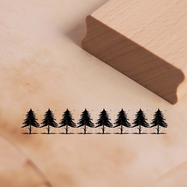 Motivstempel Bordüre Fichten - Wald Fichtenwald Stempel Holzstempel 98 x 18 mm