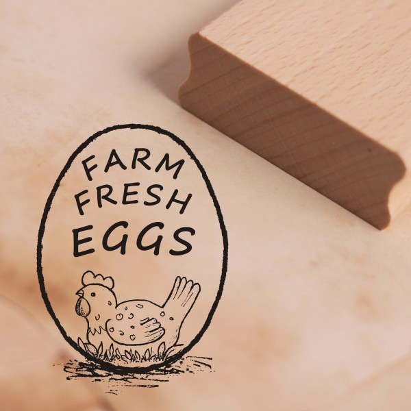 Motivstempel Farm fresh eggs Stempel Huhn 28mm x 38mm
