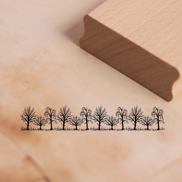 Motivstempel Bordüre Bäume Baumsilhouette - Baum Stempel Holzstempel 98 x 18 mm