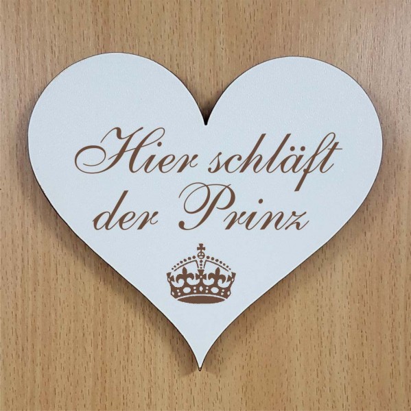 Shabby Herz « HIER SCHLÄFT DER PRINZ » selbstklebendes Türschild mit Motiv Krone