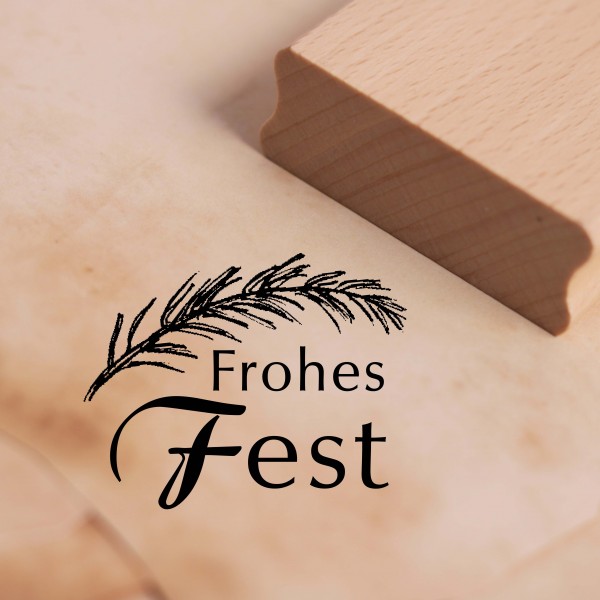 Motivstempel Frohes Fest Stempel Tannenzweig ca. 48mm x 38mm