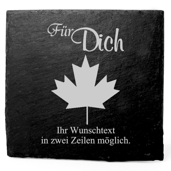 Deko Schiefer Untersetzer personalisiert Fahne Canada - Für Dich - 11x11cm