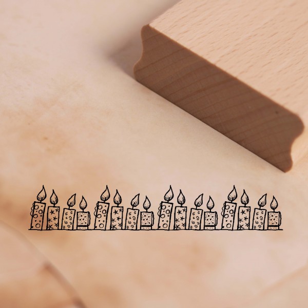 Motivstempel Kerzen Bordüre Stempel aus Holz - ca. 98mm x 18mm