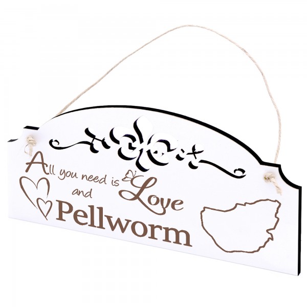 Schild Insel Pellworm Deko 20x10cm - All you need is Love and Pellworm - Holz