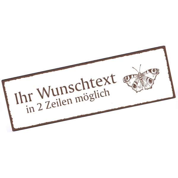 Türschild Schmetterling Pfauennauge Namensschild personalisiert mit Gravur - 150mm x 50mm - selbstk