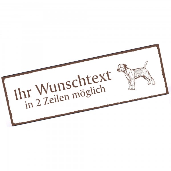 Türschild Border Terrier Namensschild personalisiert mit Gravur - 150mm x 50mm - selbstklebend
