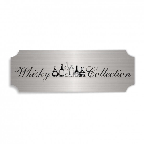 Schild « WHISKY COLLECTION » selbstklebend - Aluminium Look - silber