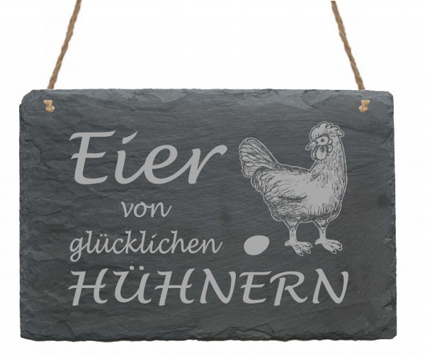 Schiefertafel « Eier von glücklichen Hühnern » Schild Huhn Ei
