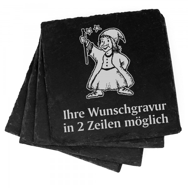 4x Zauberer Deko Schiefer Untersetzer Wunschgravur Set - 11 x 11 cm