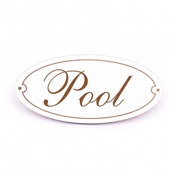Ovales Türschild Pool - selbstklebend - 15 x 7 cm