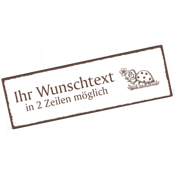 Türschild niedlicher Marienkäfer Namensschild personalisiert mit Gravur - 150mm x 50mm - selbstkleb