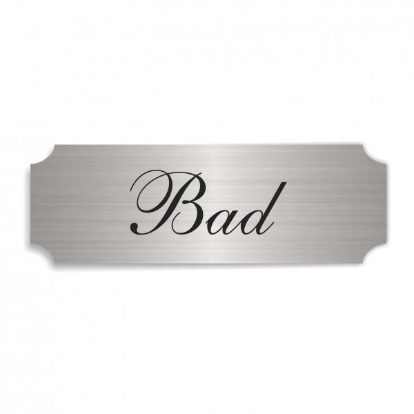 Schild « BAD » selbstklebend - Aluminium Look - silber