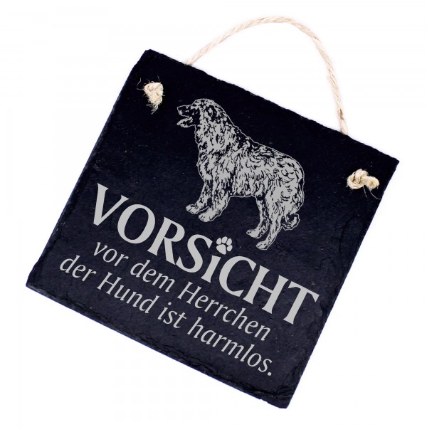 Hundeschild Estrela Mountain Dog Schild aus Schiefer - Vorsicht vor dem Herrchen - 11cm x 11cm