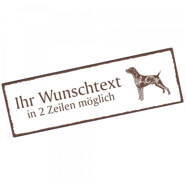 Türschild Deutsch Kurzhaar Namensschild personalisiert mit Gravur - 150mm x 50mm - selbstklebend