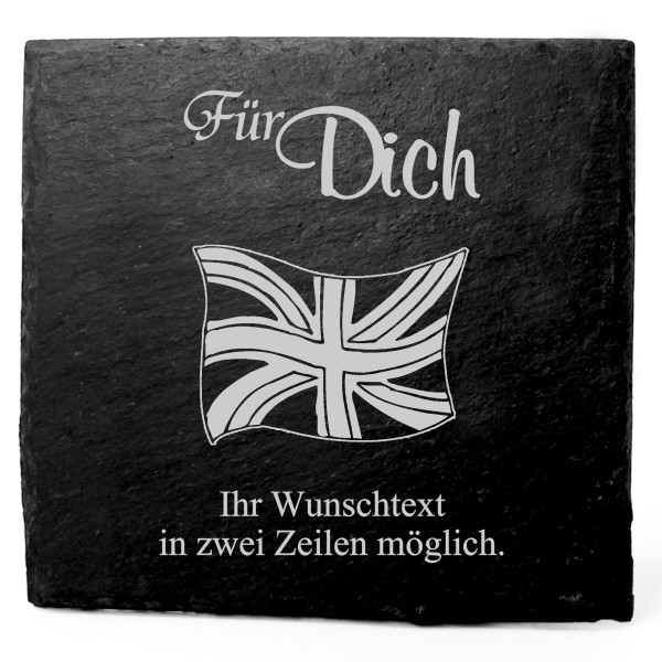 Deko Schiefer Untersetzer personalisiert Fahne England - Für Dich - 11x11cm