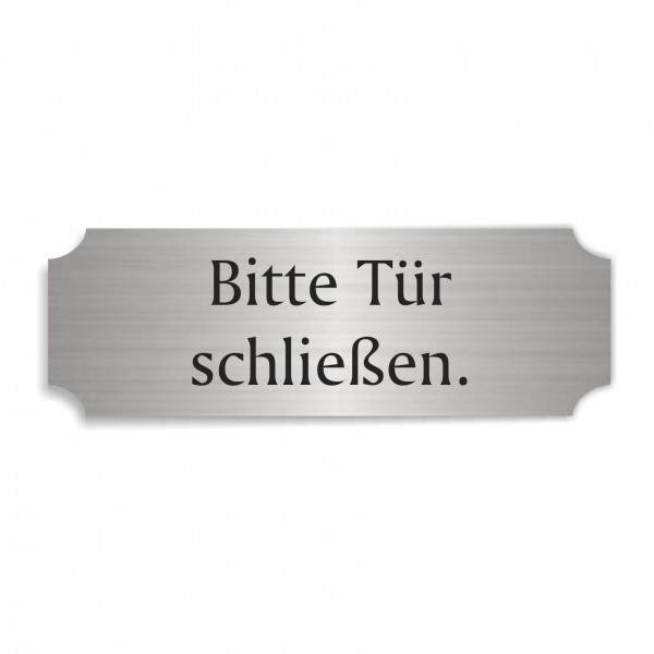 Schild « BITTE TÜR SCHLIEßEN » selbstklebend - Aluminium Look - silber