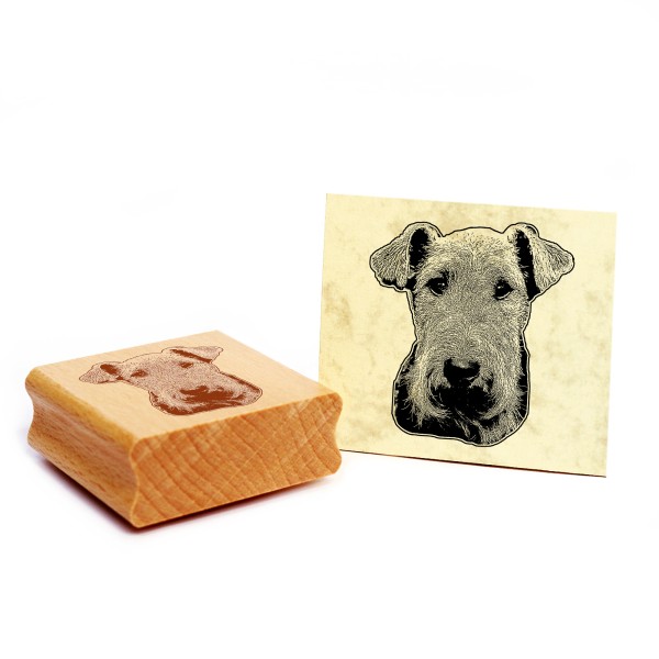 Motivstempel Welsh Terrier Stempel Hund Holzstempel 44 x 48 mm